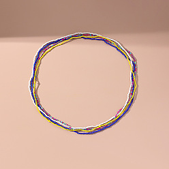 (52) Непрозрачная лаванда Rondelle стеклянные бусины стрейч многослойные цепочки на талию для бикини, разноцветные, 230~250 мм, 4 шт / комплект