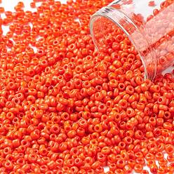 Dark Orange Glass Seed Beads, Opaque Colours Seed, Small Craft Beads for DIY Jewelry Making, Round, Dark Orange, 2mm, Hole:1mm, about 30000pcs/pound