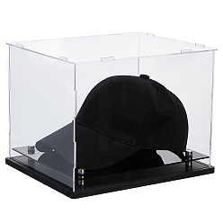 Прозрачный Прямоугольные прозрачные акриловые коробки для демонстрации игрушек и фигурок, пыленепроницаемые витрины для минифигурок с черным основанием, прозрачные, 27.8x22.6x20.8 см