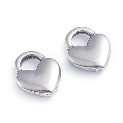 Stainless Steel Color 304 Stainless Steel Charms, Heart Lock, Stainless Steel Color, 10.5x9x2.5mm, Hole: 3x3.5mm