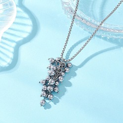 Нержавеющая Сталь Цвет Подвеска в виде круглого кластера из синтетического немагнитного гематита с гальваническим покрытием 304 Цепочка из нержавеющей стали, цвет нержавеющей стали, 32.48 дюйм (82.5 см)