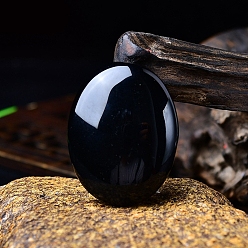 Обсидиан Натуральный обсидиан овальный ладонный камень массажер, Камень беспокойства для терапии беспокойства, 45x35x15 мм