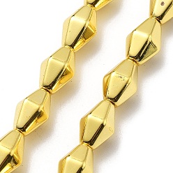 с Золотистым Покрытием Синтетических немагнитных гематит бисер нитей, граненые, двухконусные, с золотым покрытием, 11.5~12x7x7 мм, отверстие : 1 мм, около 35 шт / нитка, 16.54'' (42 см)