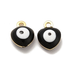 Черный 304 эмалированные подвески из нержавеющей стали от сглаза, шарма сердца, золотые, чёрные, 8x6x3 мм, отверстие : 1 мм