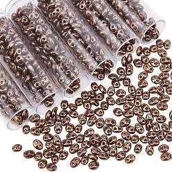Кокосово-Коричневый 720шт. цвета глянец чешский стеклянный бисер, металлических цветов, 2-луночное, овальные, кокосового коричневый, 5x3.5x2.5 мм, отверстие : 0.9 мм