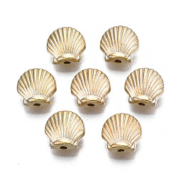 Light Gold Plated Plating ABS Plastic Beads, Shell Shape, Light Gold Plated, 8.5x9x4mm, Hole: 1.5mm