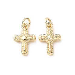 Настоящее золото 18K Латунные подвески, крест прелести, без кадмия и без свинца, стойки покрытие, долговечный, с целью перехода в кольце, реальный 18 k позолоченный, 13.5x9x3 мм, отверстие : 2.3 мм