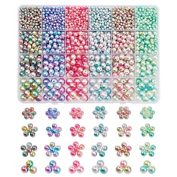Couleur Mélangete 2148 pcs arc-en-ciel abs en plastique imitation perles de perles, perles de sirène gradient, ronde, couleur mixte, 4x3.5mm, Trou: 1.2mm