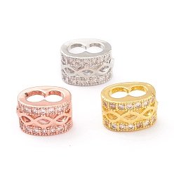 Mixed Color Brass Micro Pave Clear Cubic Zirconia Multi-strand Links, Long-Lasting Plated, Column, Mixed Color, 7x11.5x8mm, Hole: 4mm