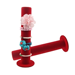 (123L) Белый крем непрозрачный блеск ПВХ, покрытый бархатом, держатели для резинок для волос, стенды-органайзеры для браслетов, огнеупорный кирпич, 12x31 см