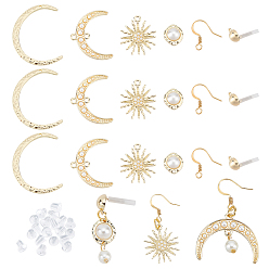 Golden DIY Earring Making Kit, Including 30Pcs Alloy Pendants, Plastic Ear Nuts, 12Pcs Alloy Stud Earring Findings, 12Pcs Brass French Earring Hooks, Golden & Light Gold, 22~47x19.5~33.5x2~4mm, Hole: 1.2~1.8mm, 72pcs
