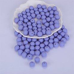 Lilac Round Silicone Focal Beads, Chewing Beads For Teethers, DIY Nursing Necklaces Making, Lilac, 15mm, Hole: 2mm