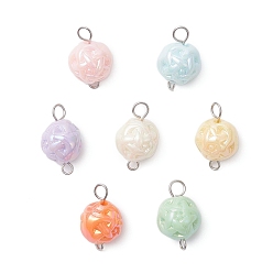 (52) Непрозрачная лаванда Подвески-коннекторы из непрозрачного акрила цвета AB, платина, круглые ссылки, разноцветные, 18.5x11.5 мм, Отверстие : 3 мм & 2 мм