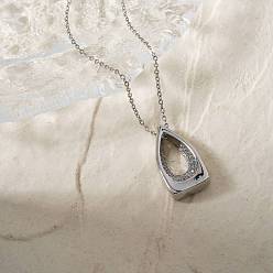 Платина Элегантные латунные ожерелья с подвесками в форме слезы из прозрачных кубических цирконий с микропаве для повседневного ношения, платина, 15.75 дюйм (40 см)