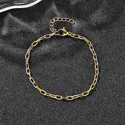 Золотой 304 браслеты-цепочки из нержавеющей стали со скрепками для женщин и мужчин, ионное покрытие (ip), золотые, 6-1/2 дюйм (16.4 см)