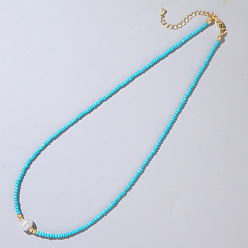 Голубой Ожерелья из искусственного жемчуга и стеклянных бусин для женщин, элегантные украшения для ключицы, голубой