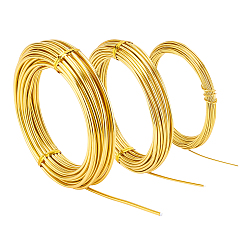Золотистый Круглая алюминиевая проволока, для бисероплетения, золотые, 1 мм / 2 мм / 3 мм, около 32.8 футов (10 м) / рулон, 3 рулонов / набор