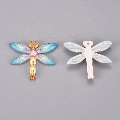 Разноцветный Пластиковые подвески, стрекоза, красочный, 26.5x31.5x4.5 мм, отверстие : 1.2 мм