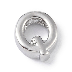 Letter Q Латунные подвески, без кадмия, без никеля и без свинца, письмо амулеты, платина, Буква Q, 9x7.5x3 мм, отверстие : 1.5 мм