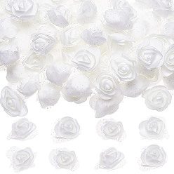 Белый 3d аксессуары для украшений из пенопластовой розы, искусственный цветок, с органзой, белые, 43~45x39~45x21.5~22 мм
