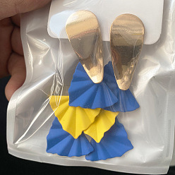 Королевский синий Треугольные серьги-гвоздики из сплава, золотые, королевский синий, 74x40 мм