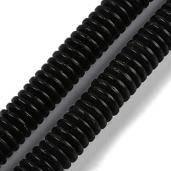 Черный Натурального кокосового шарик нити, неокрашенными, плоско-круглые, чёрные, 12x3 мм, отверстие : 1.1 мм, около 111 шт / нитка, 11.81'' (30 см)