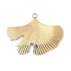 Настоящее золото 18K 304 подвески из нержавеющей стали, амулеты из листьев гинкго, вакуумное покрытие pvd, реальный 18 k позолоченный, 23.5x31x2 мм, отверстие : 1.6 мм