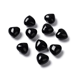 Obsidian Natural Black Obsidian Beads, Heart, 14.5~15x14.5~15x8.5~9mm, Hole: 1mm