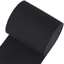 Black 5M Polyester Elastic Ribbon, for Sewing Accessories, Black, 4 inch(100mm)