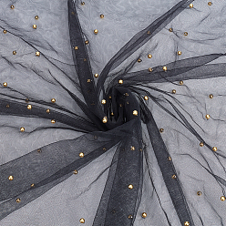 Черный Жемчужная нейлоновая сетчатая ткань, для украшения костюмов, чёрные, 160~162x0.02 см, 2двор/шт.