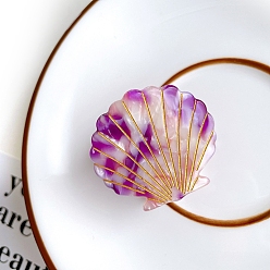 Фиолетовый Заколки для волос с когтями из ацетата целлюлозы (смола), аксессуары для волос для девочек женщин, формы раковины, фиолетовые, 41x34 мм