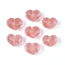 Светло-Коралловый Бусины ручной работы бусины золотого песка, сердце, свет коралловый, 12.5~14x18~18.5x11~12 мм, отверстие : 1~1.5 мм