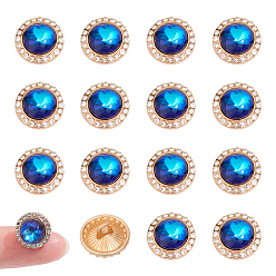 Средно-синий 20 шт. 1--отверстие плоские круглые кнопки из цинкового сплава со стразами, металлические пуговицы точечное сверление модные маленькие ароматные высококачественные пуговицы ручной работы для тренча, свитера, рубашки, золотой свет, светло-синий, 12x8.5 мм, отверстие : 2 мм
