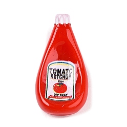 Красный Непрозрачная смола декодирует кабошоны, бутылка соуса, красные, 44~45x22.5~23x12~15 мм