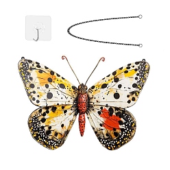 Красный Бабочка железный настенный декор, для сада, крыльца, патио, балкона, украшения, с цепью и крючком, красные, 201x305 мм