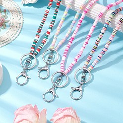 (52) Непрозрачная лаванда Держатель для удостоверения личности из полимерной глины, сделанный вручную, Знак держатель талреп, брелок с застежкой из железного сплава, разноцветные, 500x6 мм