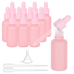 Pink Empty Portable Frosted Glass Dropper Bottles, Fine Mist Atomizer, with Rubber Extrusion Head, PP Dust Cap, Refillable Bottle, Pink, 15pcs/box