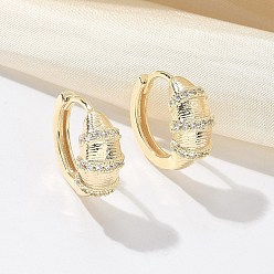 Настоящее золото 18K Серьги-кольца из латуни с прозрачным кубическим цирконием, слеза, реальный 18 k позолоченный, 17x17x7 мм