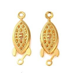 Golden Rack Plating Brass Box Clasps, 1-Strand, 2-Hole, Long-Lasting Plated, Lead Free & Cadmium Free, Horse Eye, Golden, 22x7x3.5mm, Hole: 1.2mm