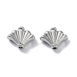 Platine Crémaillère perles en alliage placage, fan, platine, 10x12.5x4mm, Trou: 1.6mm