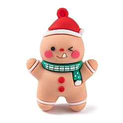 Gingerbread Man Пластиковые подвески из пвх, Рождество их, Колобок, 57.5x39x21 мм, отверстие : 3.5 мм