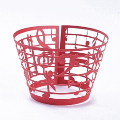 Red Musical Note Cupcake Wrappers, Laser Cut Liner Artistic Baking Cup Wraps, for Wedding Party Birthday Decoration, Red, 8.5x21.5x0.03cm