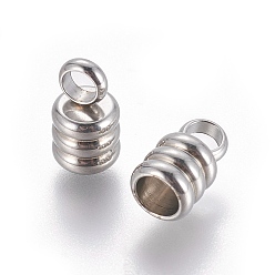 Нержавеющая Сталь Цвет Устойчивы к потускнению 202 наконечники шнура из нержавеющей стали, цвет нержавеющей стали, 9x7 мм, отверстие : 1.6 мм, внутренний диаметр: 5 мм