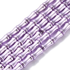 Plum Electroplate Glass Beads Strands, Bamboo, Plum, 8x4.5mm, Hole: 0.8mm, about 50pcs/strand, 15.75''(40cm)