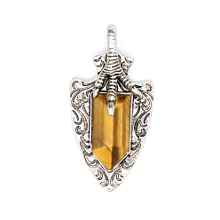 Тигровый глаз Природных тигровый глаз подвески, коготь дракона, 55x23x8 мм