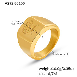Flower 304 Stainless Steel Finger Rings, Golden, Flower, US Size 7(17.3mm)