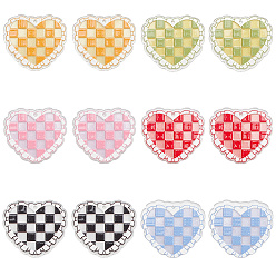 (52) Непрозрачная лаванда 12шт 6 цветные подвески из прозрачного акрила, сердце, с блеском порошок, разноцветные, 30.5x34.5x2.5 мм, отверстие : 1.6 мм, 2 шт / цвет