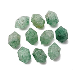 Клубничный Кварц Натуральные зеленые клубничные кварцевые бусины, граненые, двухконусные, 11~12x6~7 мм, отверстие : 1.2 мм