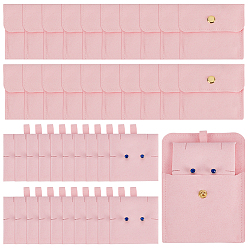 Бледно-Розовый Подарочные пакеты-конверты для украшений из микрофибры с кнопкой, для кольца колье серьги браслет ювелирные изделия, квадратный, розовый жемчуг, 7x8x1.2 см