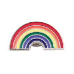 Colorful Alloy Enamel Brooches, Enamel Pin, with Butterfly Clutches, Rainbow, Platinum, Colorful, 13.4x26mm